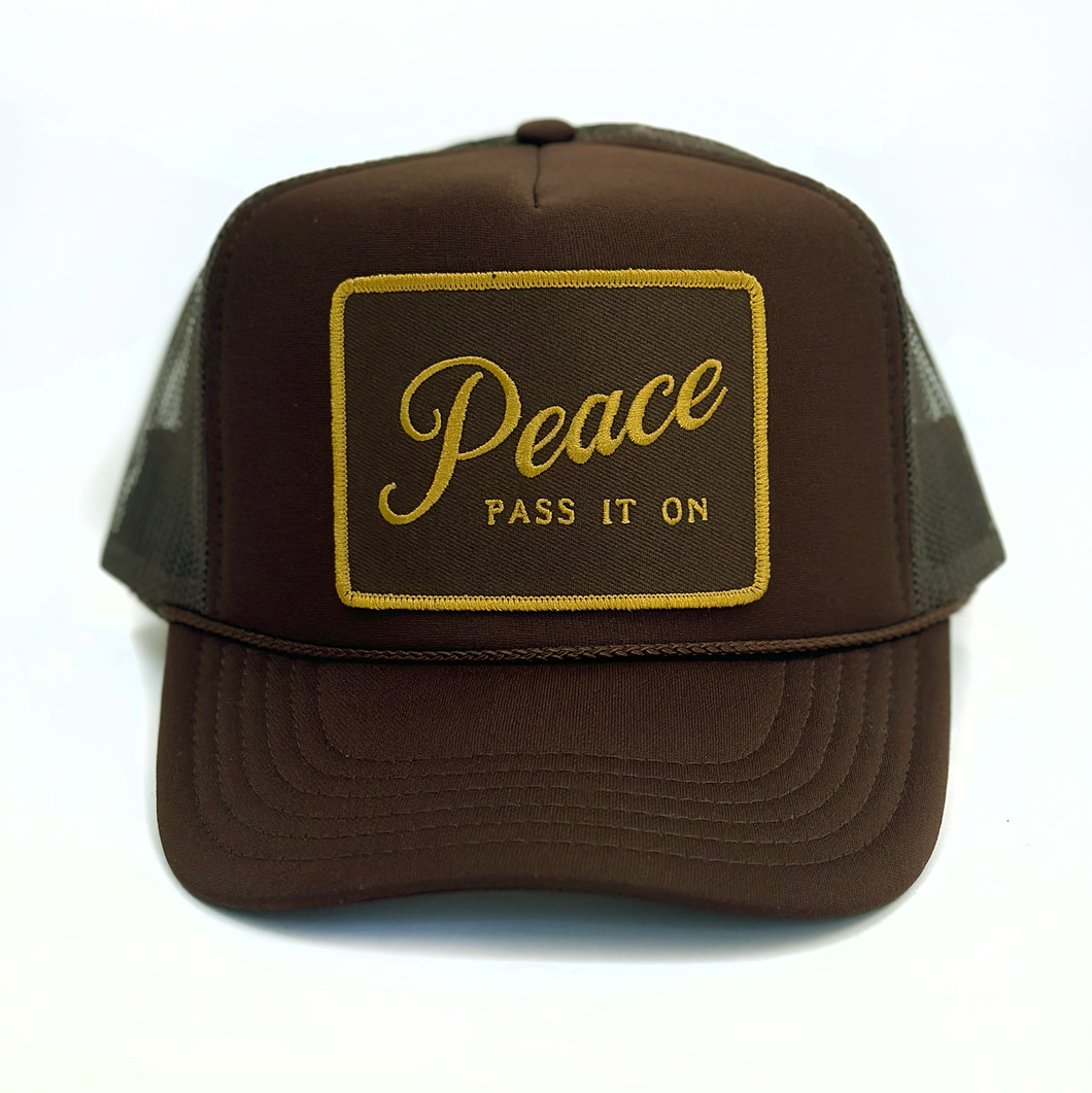 Peace Pass It On Trucker Brown