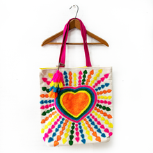 Load image into Gallery viewer, Colorful Bursting Hearts Tote
