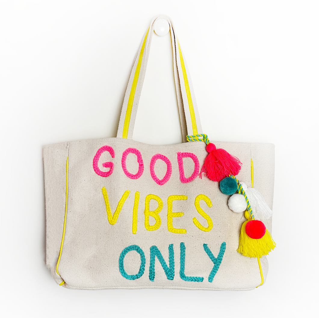 Good Vibes Only Canvas Tote