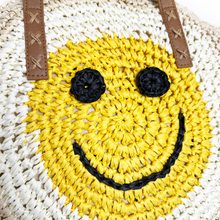 Load image into Gallery viewer, Smiley Straw Woven Tote Bag
