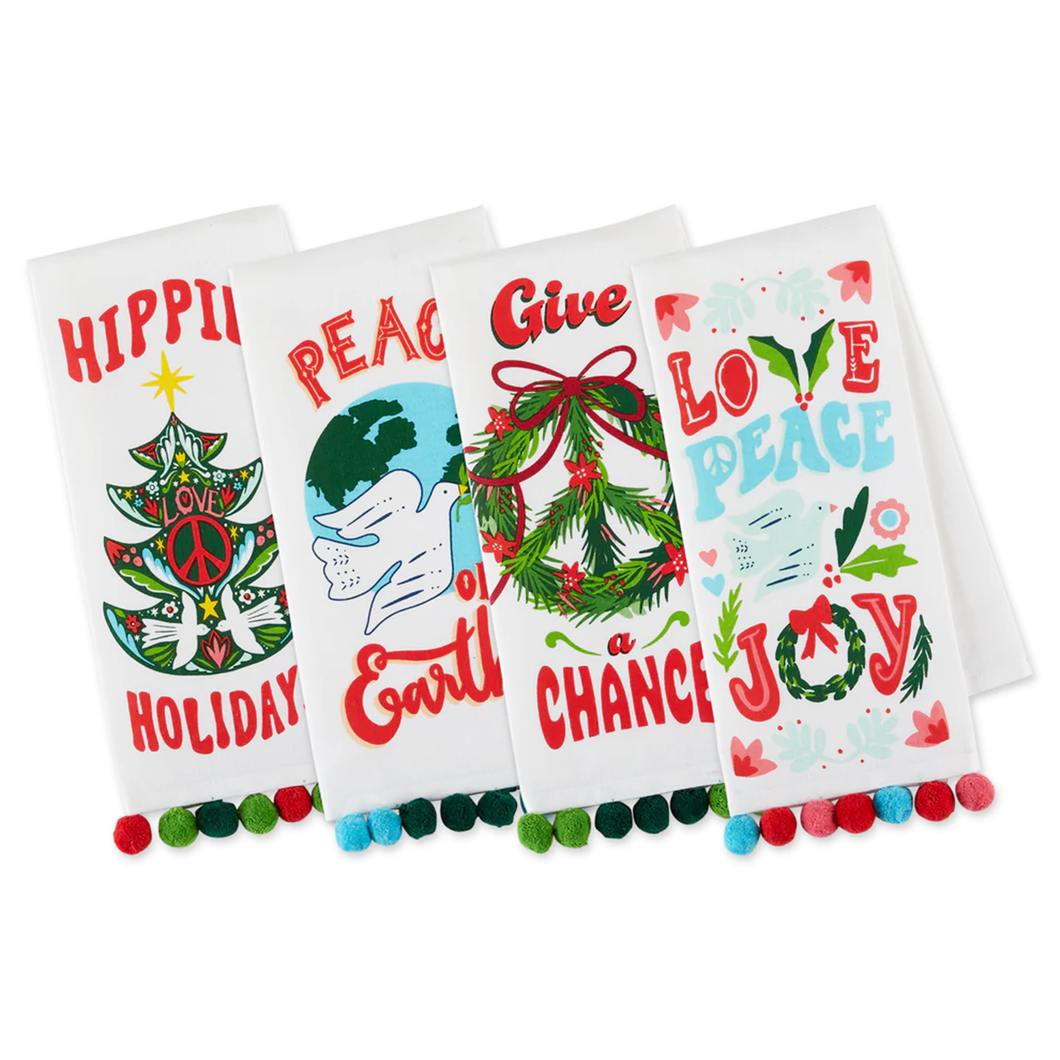 Hippie Holidays Hand Towels S/4