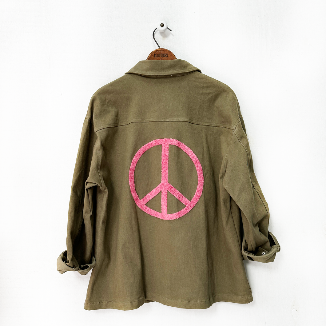 Peace Embroidered Shacket