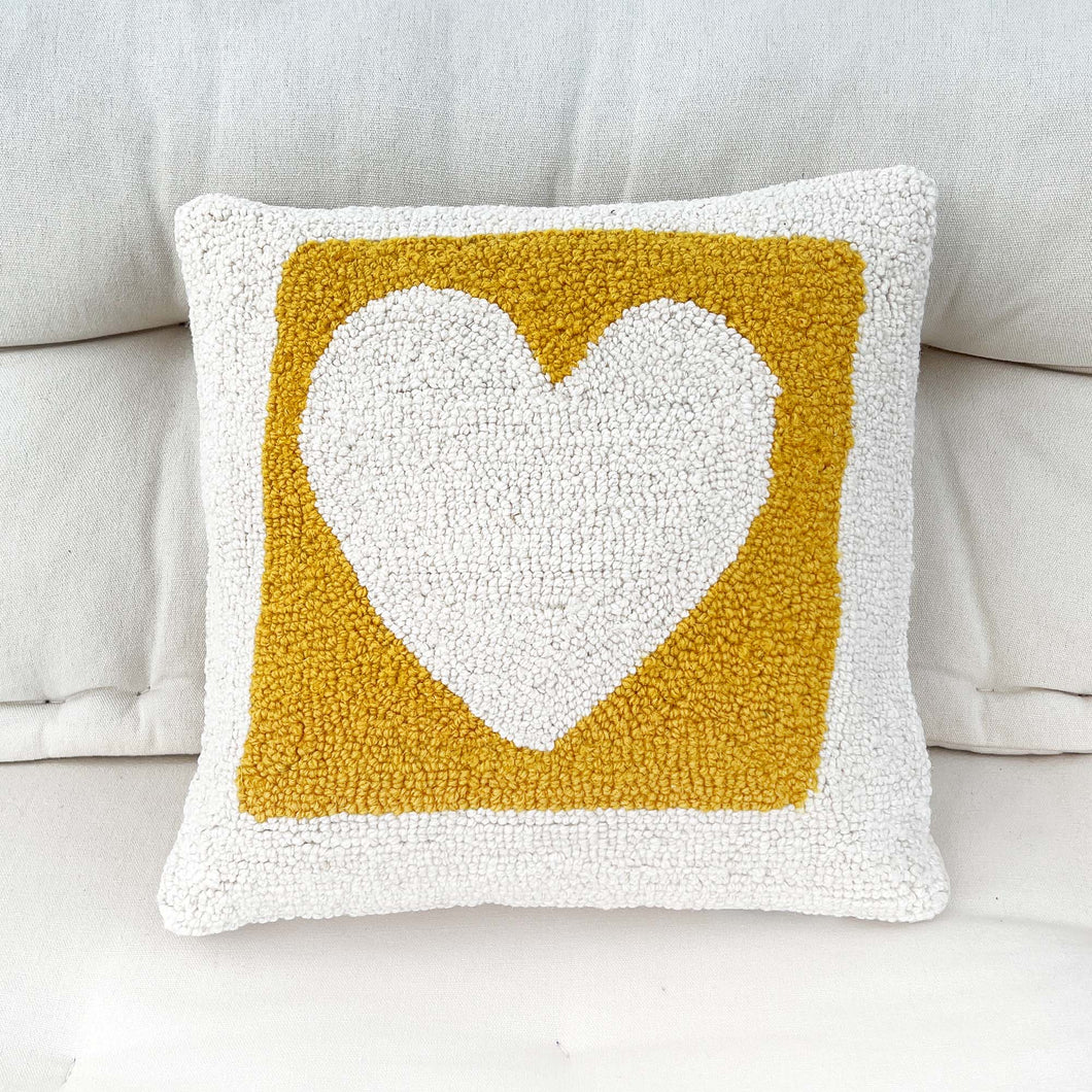 Sunshine Yellow Heart Hook Pillow