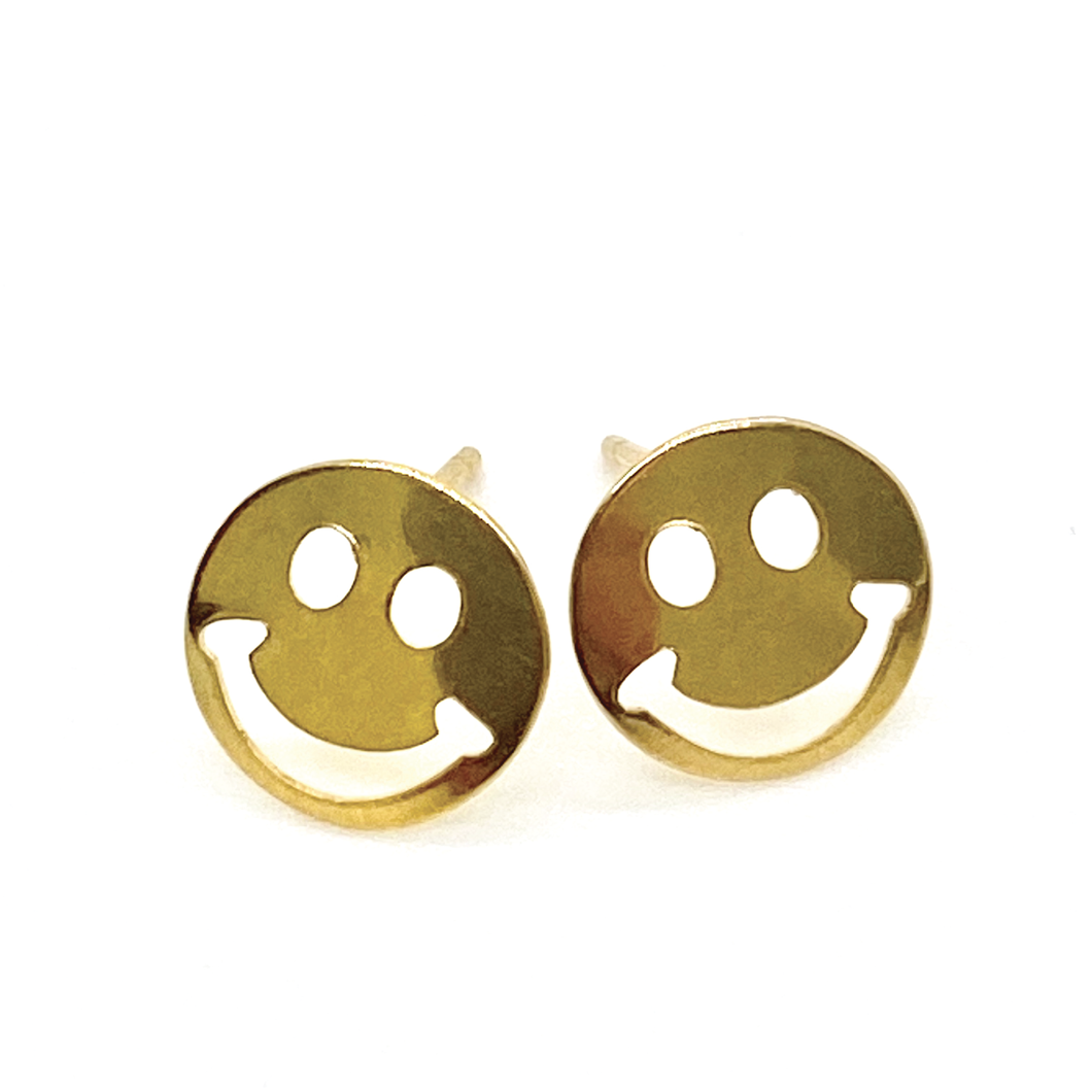 Gold Smiley Studs