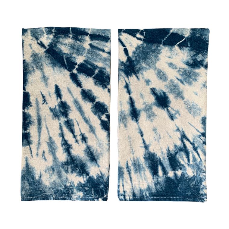Indigo Dyed Shibori Kitchen Towel