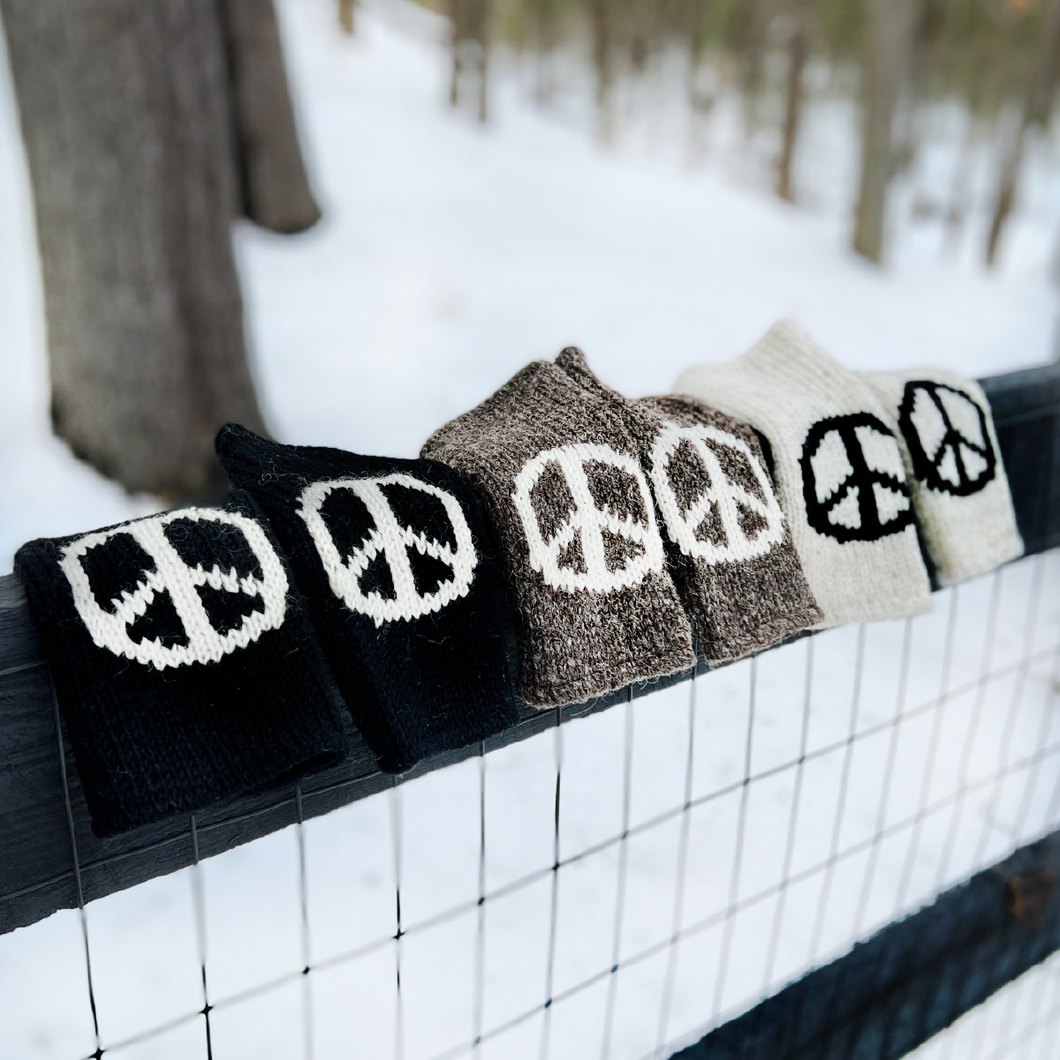 Knit Peace Fingerless Gloves