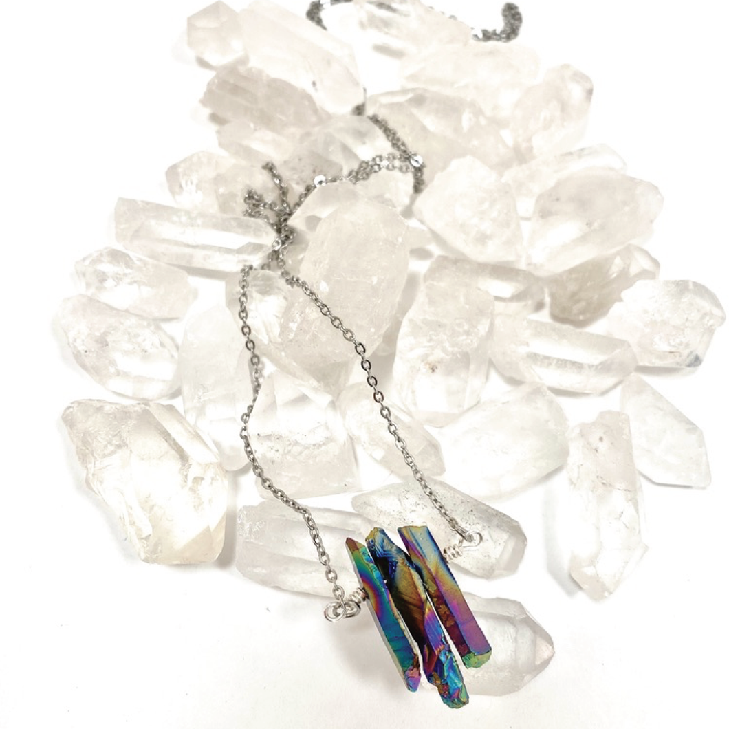 Rainbow Quartz Crystal Necklace